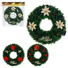 Guirlanda decorada verde feliz natal 45cm          cx:0024