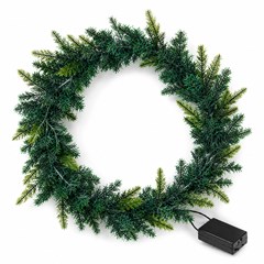 Guirlanda lisa aramada verde iluminada 45cm 60 galhos 50led