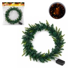 Guirlanda lisa aramada verde iluminada 45cm 60 galhos 50led