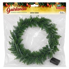 Guirlanda lisa aramada verde iluminada 60cm 90 galhos 50led