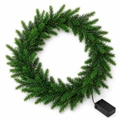 Guirlanda lisa aramada verde iluminada 60cm 90 galhos 50led