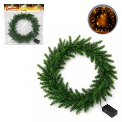 Guirlanda lisa aramada verde iluminada 60cm 90 galhos 50led