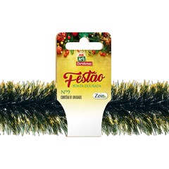 Festao ponta dourada 9cmx2m verde          cx:0050