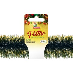 Festao ponta dourada 15cmx2m verde          cx:0050