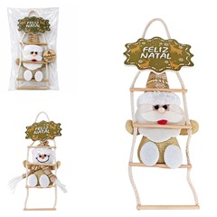 Fam golden enf noel/boneco na escada feliz natal 29x11cm      cx:0048
