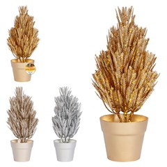 Arranjo decorativo metalizado c/vaso pinheiro 25cm          cx:048