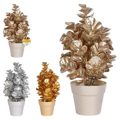 Arranjo decorativo metalizado c/vaso orquidea 22cm           cx:048