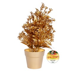 Arranjo decorativo metalizado c/vaso flor 22cm           cx:048