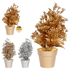 Arranjo decorativo metalizado c/vaso flor 22cm           cx:048