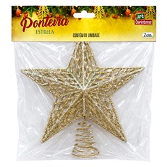 Ponteira estrela aramada glitter 21cm                         cx:048
