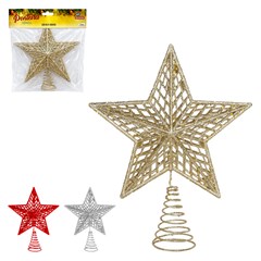 Ponteira estrela aramada glitter 21cm                         cx:048