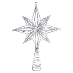 Ponteira flor estrelar aramada glitter 23cm              cx:060