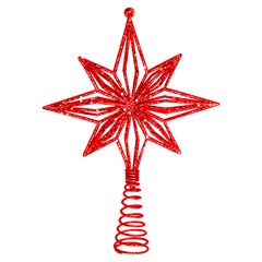 Ponteira flor estrelar aramada glitter 23cm              cx:060