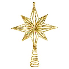 Ponteira flor estrelar aramada glitter 23cm              cx:060