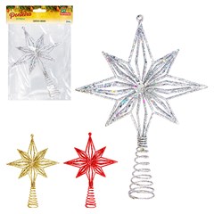 Ponteira flor estrelar aramada glitter 23cm              cx:060