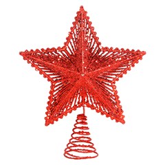 Ponteira estrela aramada raios glitter 23cm                          cx:048