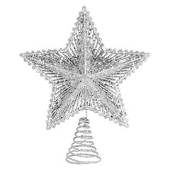 Ponteira estrela aramada raios glitter 23cm                          cx:048