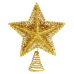 Ponteira estrela aramada raios glitter 23cm                          cx:048