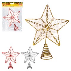 Ponteira estrela aramada lines glitter 23cm              cx:060