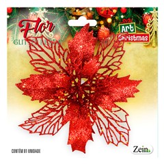 Flor glitter renda 17cm        cx:120