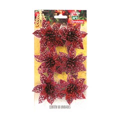 Flor glitter vazada 7,5cm c/6pcs         cx:120