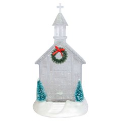 Enf igreja iluminada c/luz e agua 15x16x27cm       cx:006