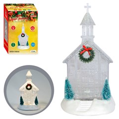 Enf igreja iluminada c/luz e agua 15x16x27cm       cx:006