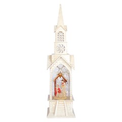Enf igreja iluminada c/luz e agua 10x10x36cm       cx:006