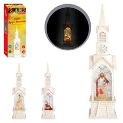 Enf igreja iluminada c/luz e agua 10x10x36cm       cx:006