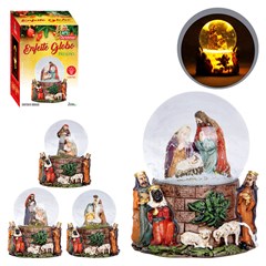 Enf globo de vidro resina presepio led 7x10cm  cx:024
