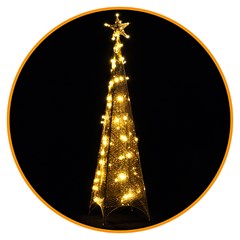 Arvore cone iluminada 3d 100led bco quente 150cm                  cx:008