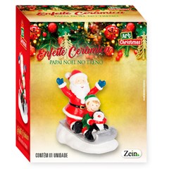 Enf ceramica papai noel no treno 6x11x9cm              cx:096
