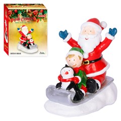 Enf ceramica papai noel no treno 6x11x9cm              cx:096