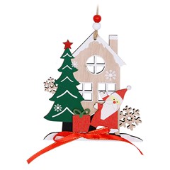 Enf placa madeira casinha c/arvore 12x13cm                     cx:120