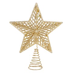 Ponteira estrela aramada glitter 23cm                            cx:048