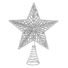 Ponteira estrela aramada glitter 23cm                            cx:048