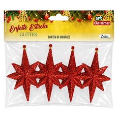 Enf estrela glitter 12cm 4pcs                cx:096