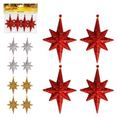 Enf estrela glitter 12cm 4pcs                cx:096