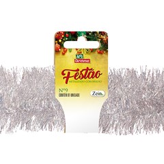 Festao metalizado com brilho 11cmx2m prata   cx:050