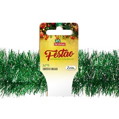 Festao metalizado com brilho 11cmx2m verde   cx:050