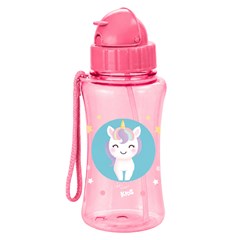 Garrafa plast 400ml c/canudo unicornio       cx:048