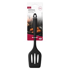 Espatula vazada de silicone preto            cx:048