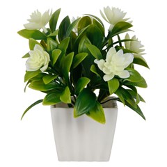 Flor artificial c/vaso plastico 15cm         cx:00048