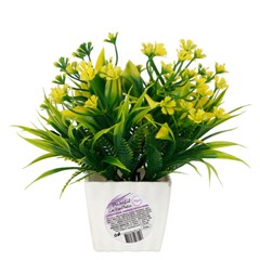 Flor artificial c/vaso plastico 16cm         cx:00048
