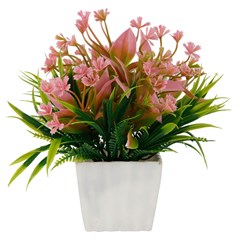Flor artificial c/vaso plastico 16cm         cx:00048