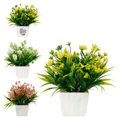 Flor artificial c/vaso plastico 16cm         cx:00048