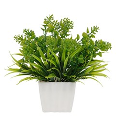 Flor artificial c/vaso plastico 16cm         cx:00048
