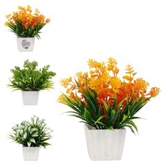 Flor artificial c/vaso plastico 16cm         cx:00048