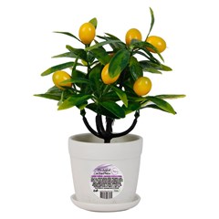 Flor artificial c/vaso plastico 19cm         cx:00024