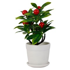 Flor artificial c/vaso plastico 19cm         cx:00024